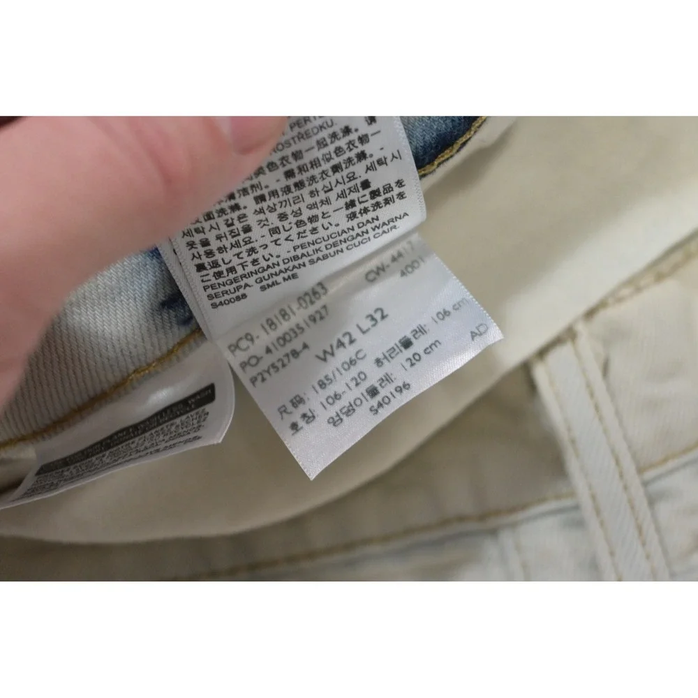 Levis 541 Athletic Taper Jeans Mens 42x32 Cream Indigo Tie Dye Denim Good